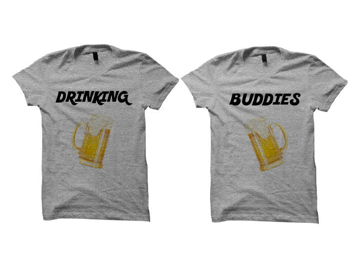 Couples T-shirts Drinking Buddies (Grey)