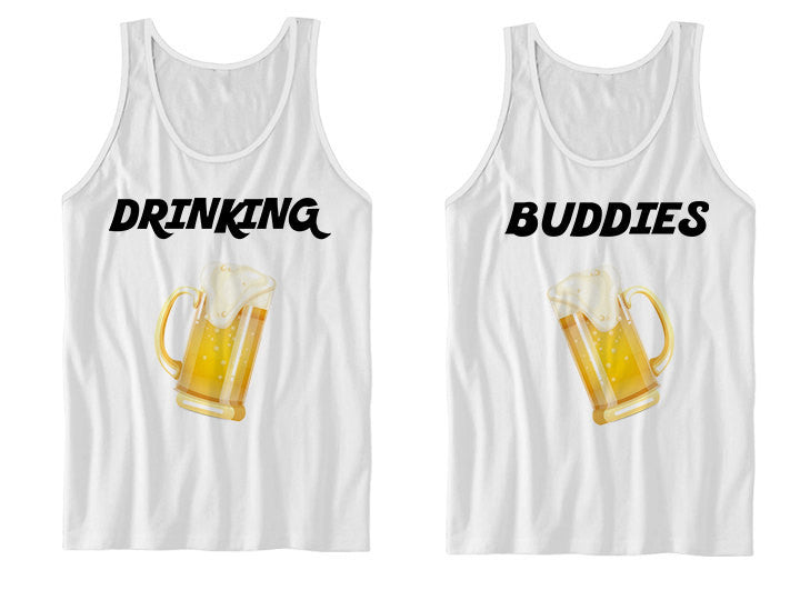 Couples Tank Top Drinking Buddies (White)