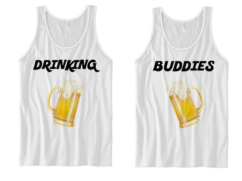 Couples Tank Top Drinking Buddies (White)