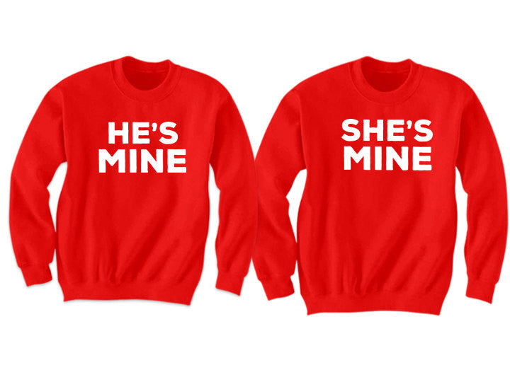 Couples Sweatshirts He's Mine She's Mine (Red)