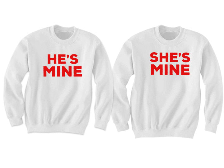 Couples Sweatshirts He's Mine She's Mine (White)