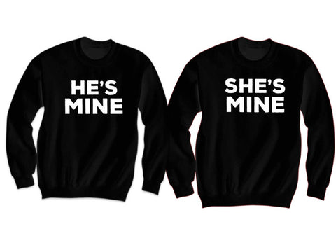 Couples Sweatshirts He's Mine She's Mine (Black)